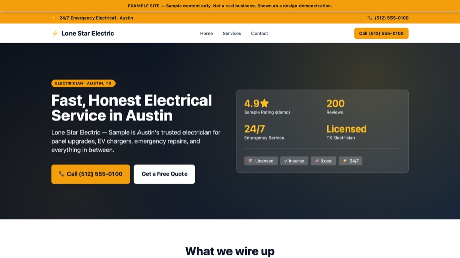 Sample Launch-level website built by Opti-Algo